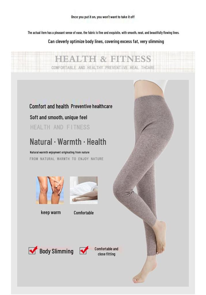 Women’s Plus Size Black Wool Cashmere-Lined Pants - Warm, Thick, Base Layer for Autumn/Winter