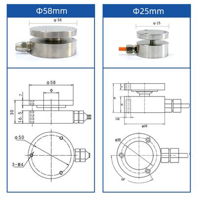 Sensor de Pesagem e Medição de 25mm 58mm Célula de Carga em Linha Célula de Carga em Miniatura de Compressão e Tração para Força de Impacto