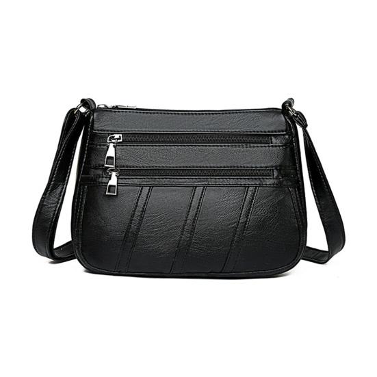 

Women Crossbody Purse Faux Leather Crossbody Bag Simple Multi-pocket Shoulder Bag Handbag for Commuting Shopping чорний