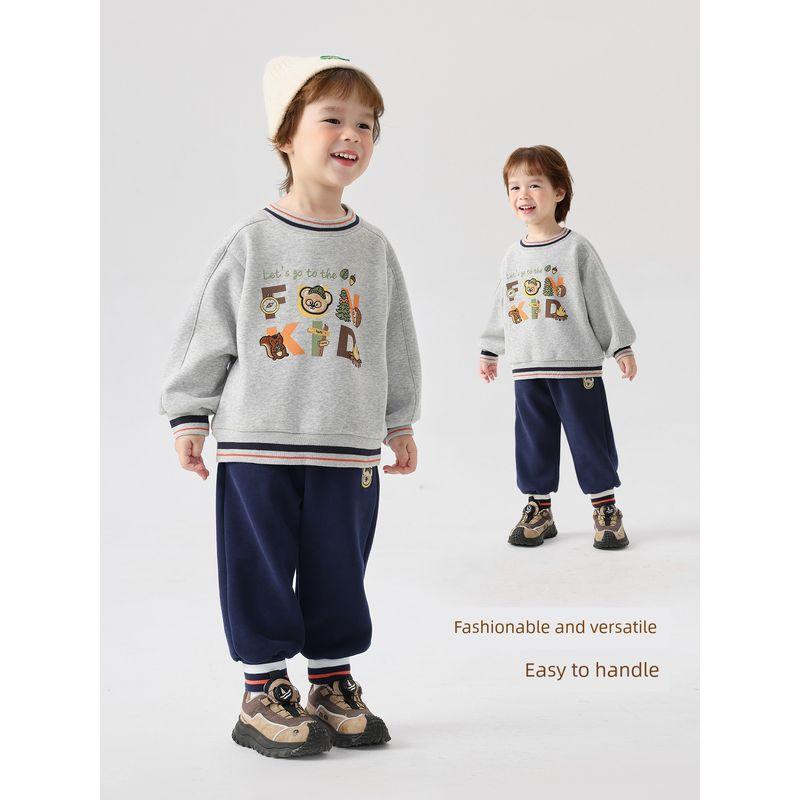 Boys' Fleece Sweatshirt Winter Clothing Baby Fleece-Lined Clothes 2025 New Autumn and Winter Children's Clothing Kids' Winter Tops