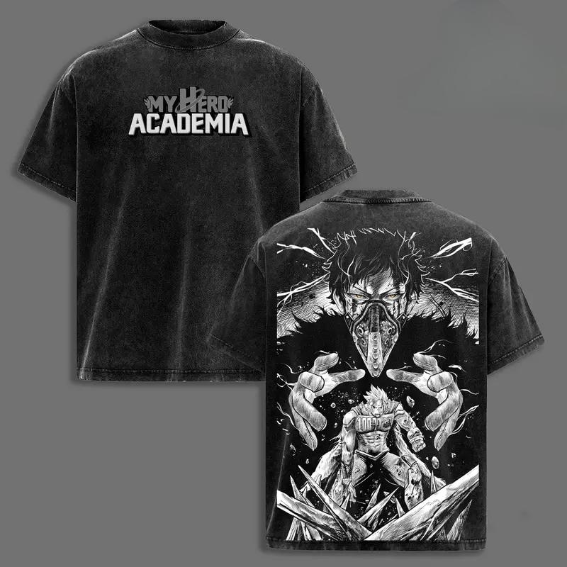 Anime My Hero Academia Million Chisaki Kai Printed Tee Men Washed Cotton T-shirts Short Sleeve Vintage T Shirt Harajuku Tshirt