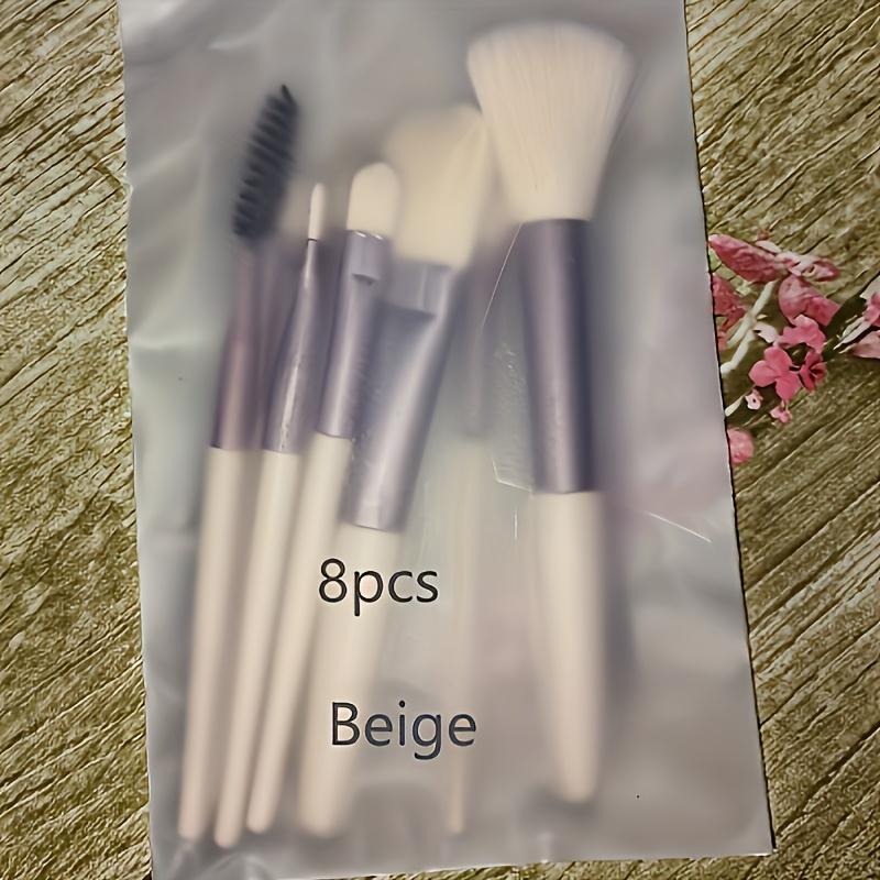 8pcs Portable Makeup Brush Set with Soft Bristles, Mini Beauty Tools, Includes 8 Nylon Makeup Brushes.