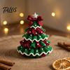 DIY Christmas Table Ornament Crochet Tree Kit, Beginner-Friendly Xmas Craft Kit with Bow Holiday Crafting for Adults And Faux Pearl Embellishment,