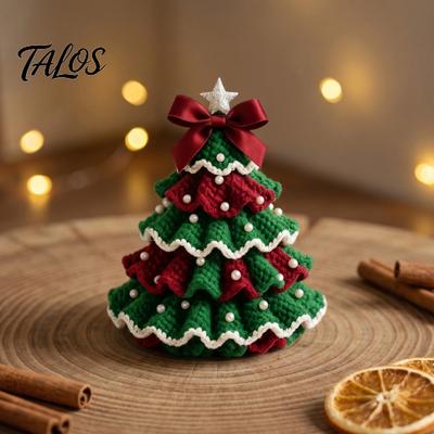 DIY Christmas Table Ornament Crochet Tree Kit, Beginner-Friendly Xmas Craft Kit with Bow Holiday Crafting for Adults And Faux Pearl Embellishment,