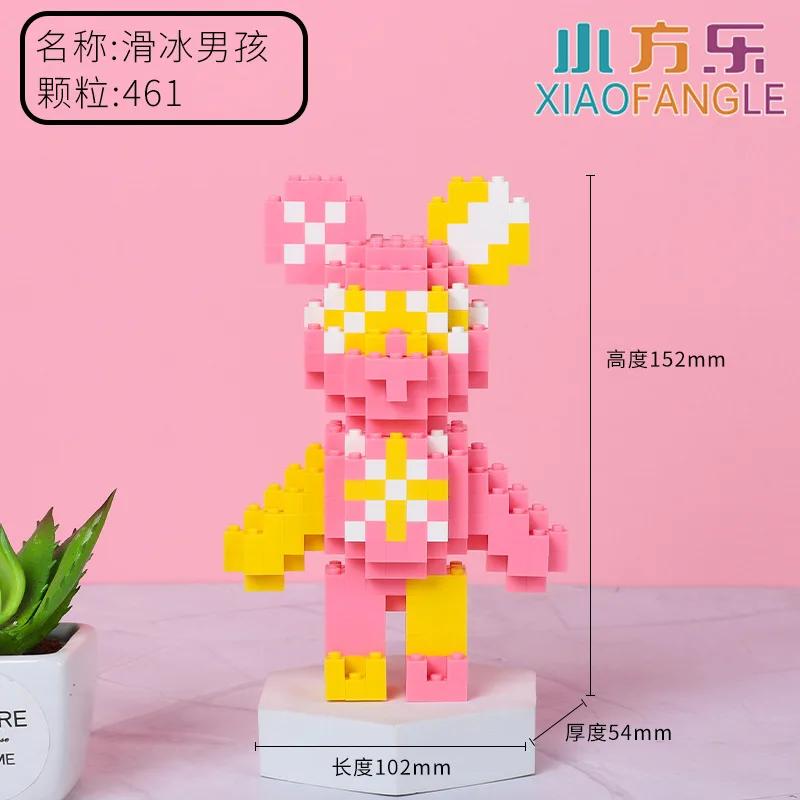 Funny Mini Bear Gloomy Cartoon 3D Micro Building Blocks Creative DIY Model Figure Toys Table Decor For Kids Birthday Gift