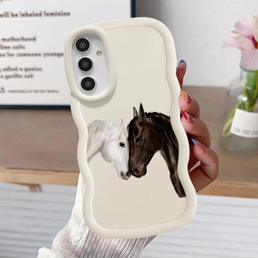 White Black Horse Soft Phone Cover Case for Samsung Galaxy A52 A21s A16 A14 A13 A11 A12 A15 A23 A22 A33 A53 A04 A06 A05 A03