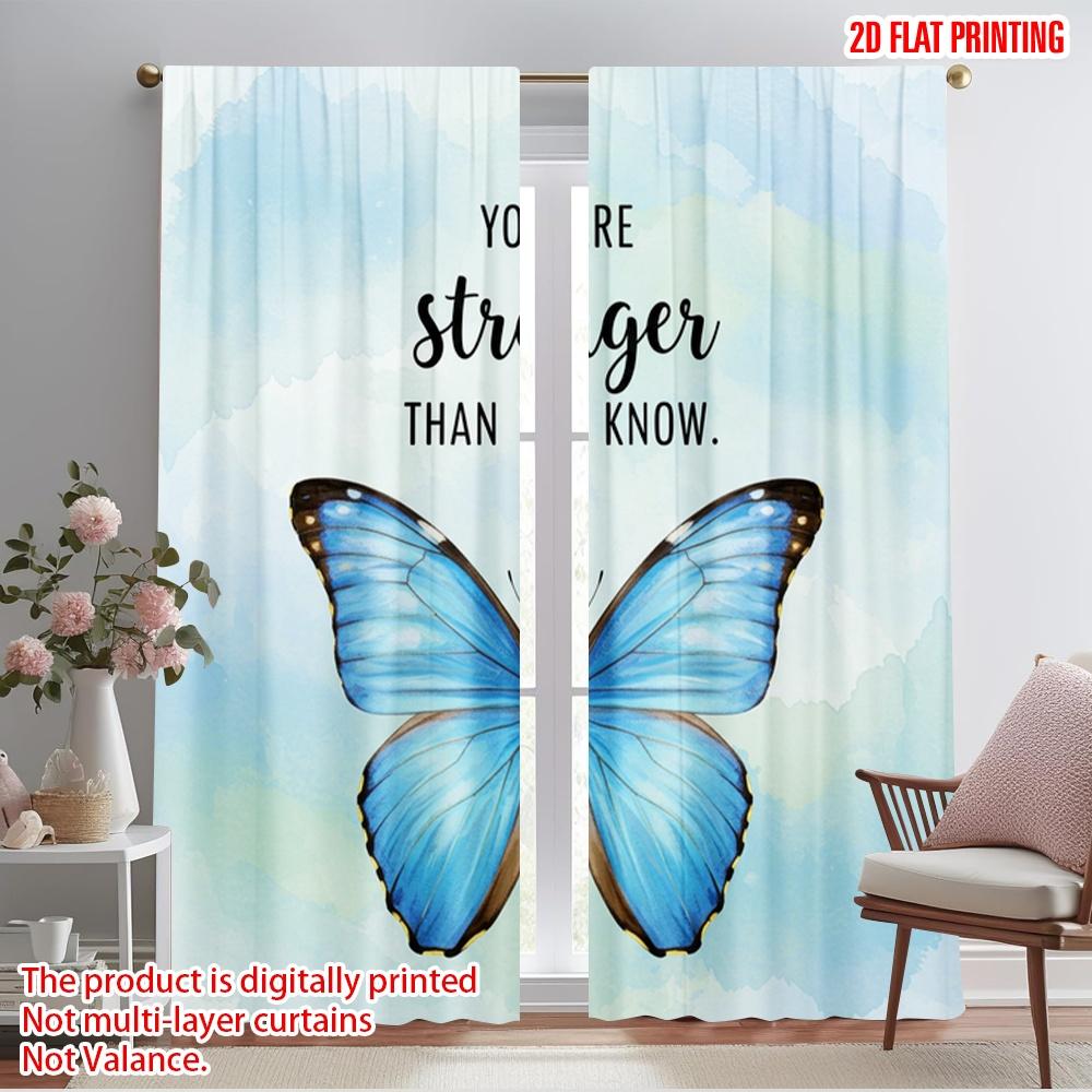

2pcs 2D flat printing Party Window Curtains Butterfly Strength Polyester Without Electricity Birthday Party Use for gold wall 52.50×116.00 CM 2pcs
