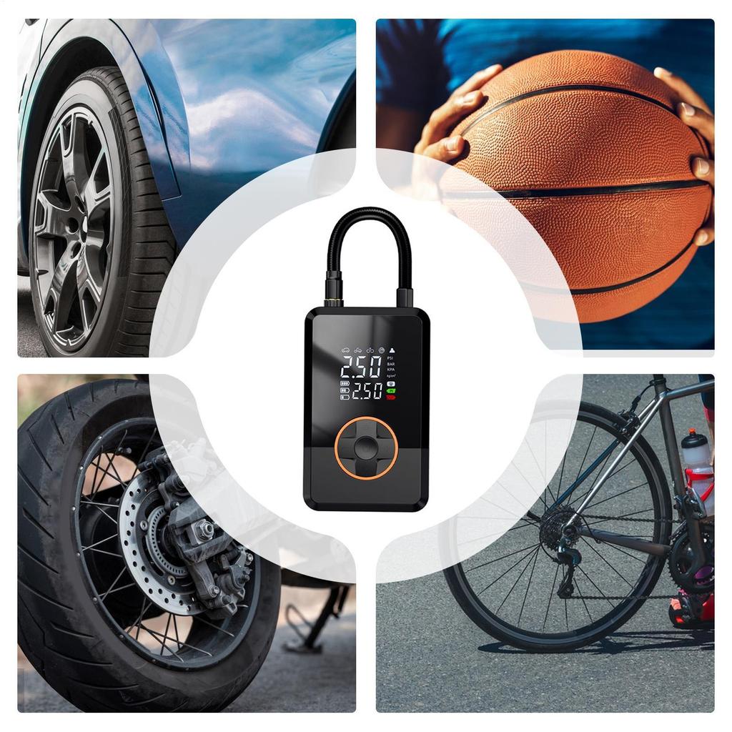 Tire Inflator Portable Air Compressor 130 PSI Portable Lighted Tire Inflator Motorcycle Air Pump For Car Bike Auto Truck Road