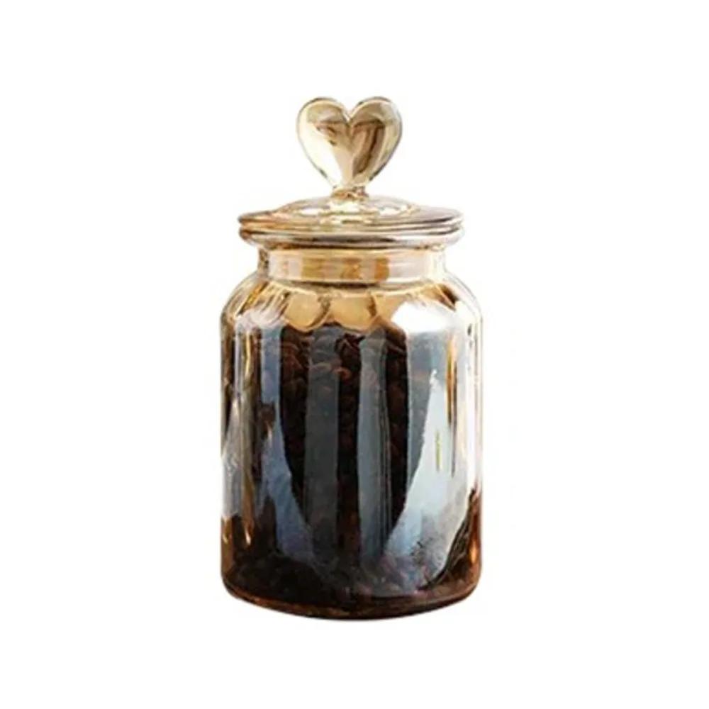 Modern Transparent Glass Sealed Jar with Shape Lid Exquisite Pickle Jug Large Capacity Grain Storage Bottle Kitchen