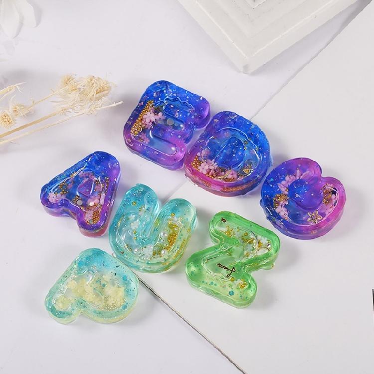 Letter Keychain Mold with Hole Keyring Pendant for Birthday Gift Jewelry Making