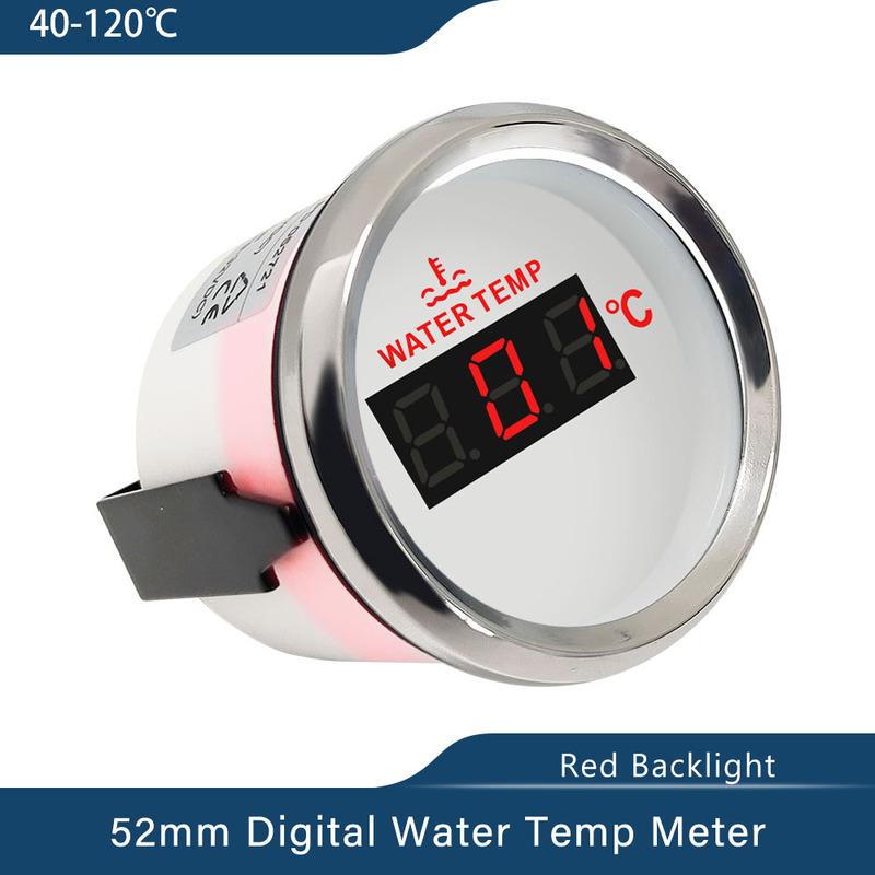ELING Universal Waterproof 52mm Digital Water Temperatur Gauge Meter 40-120 Degree with Red Backlight for Car Yacht 12V 24V