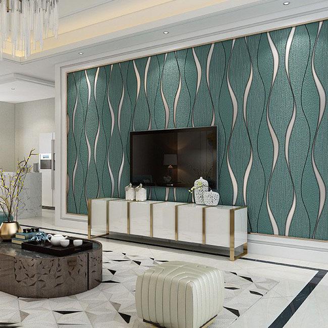 Luxury 3D Water Ripple Wallpaper Premium Suede Non-Woven Wall Covering, Breathable & Eco-Friendly TV Background, Living Room, Bedroom Decor (Unpasted)