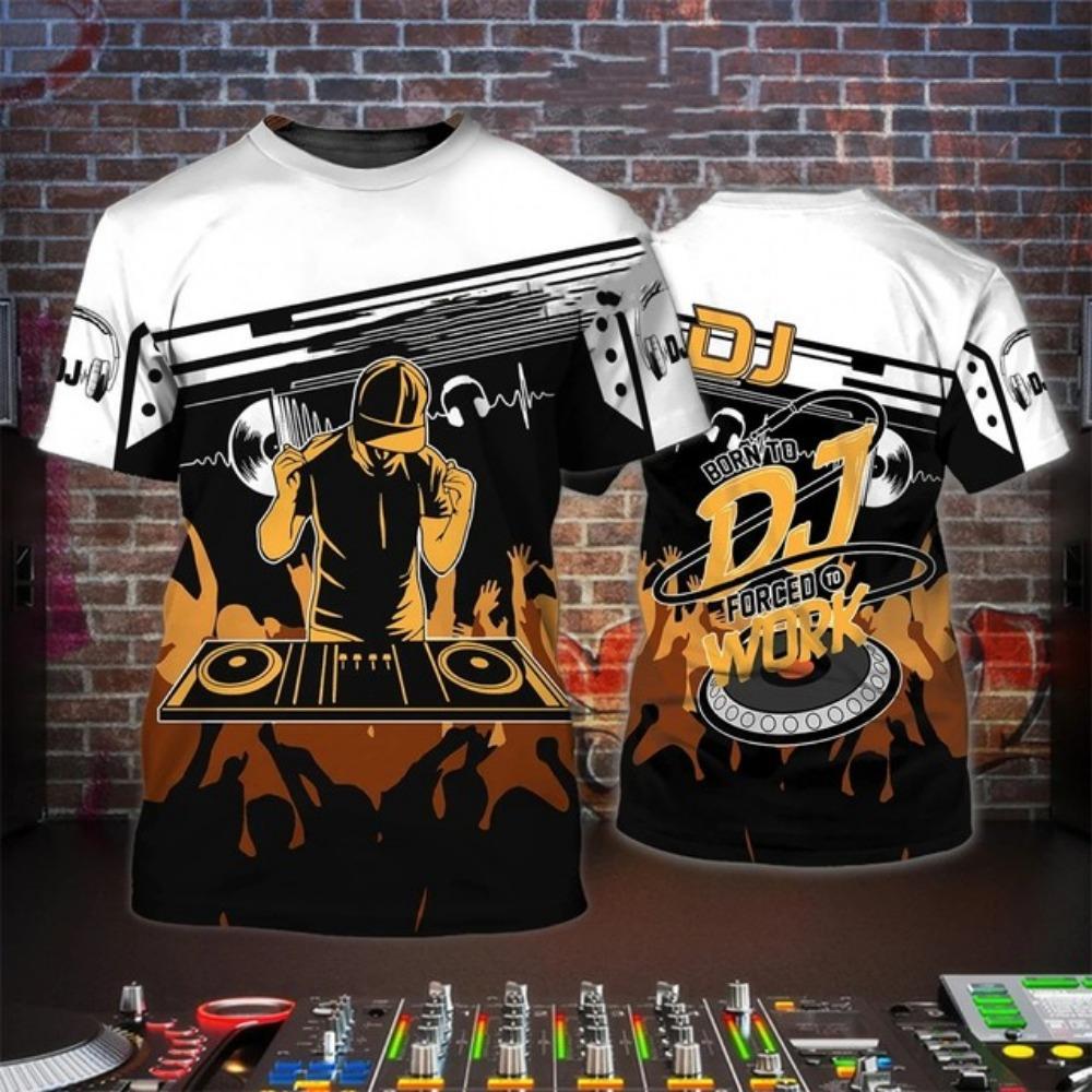 Mode DJ Rockmusik T-Shirt für Männer Street Trend Hip Hop Harajuku Kurzarm Freizeit Rundhalsausschnitt Übergroßes T-Shirt Sommer T-Shirts