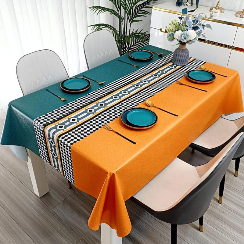 Waterproof, Oil-Proof And Anti-Scalding Coffee Table Tablecloth Leave-In Rectangular Dining Table Cloth Household Living Room Light Luxury Pvc