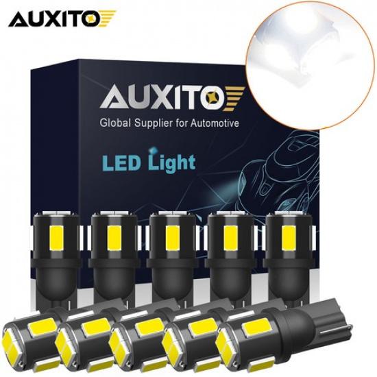 AUXITO 10 шт. Светодиодные лампы T10 194 W5W 2825 Белые купольные, для подсветки номера, габаритов (боковые) EXV