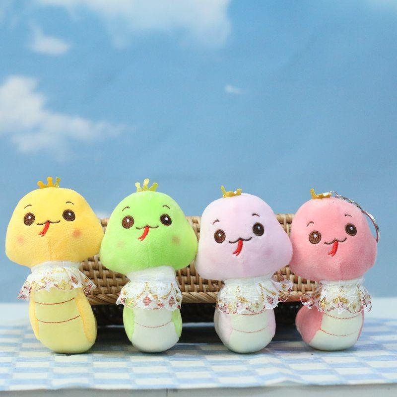 Adorable Plush Snake Keychain Soft Toy Cute Cartoon Animal Accessory 12cm In Pink