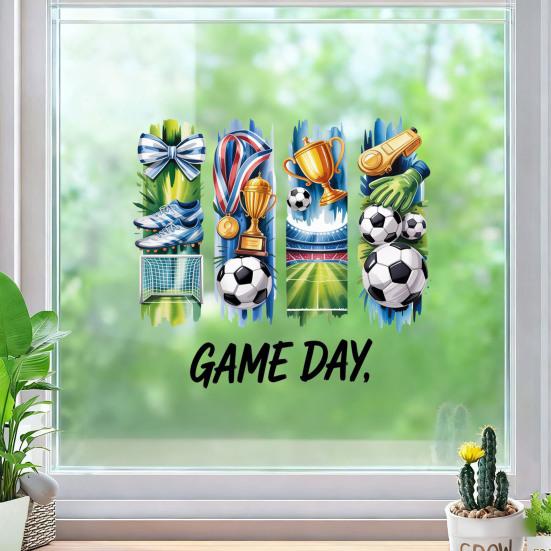 Soccer Window Cling Game Day Soccer Theme Window Decal Removable Soccer Ball Static Glass Sticker for Football Event Party Supplies