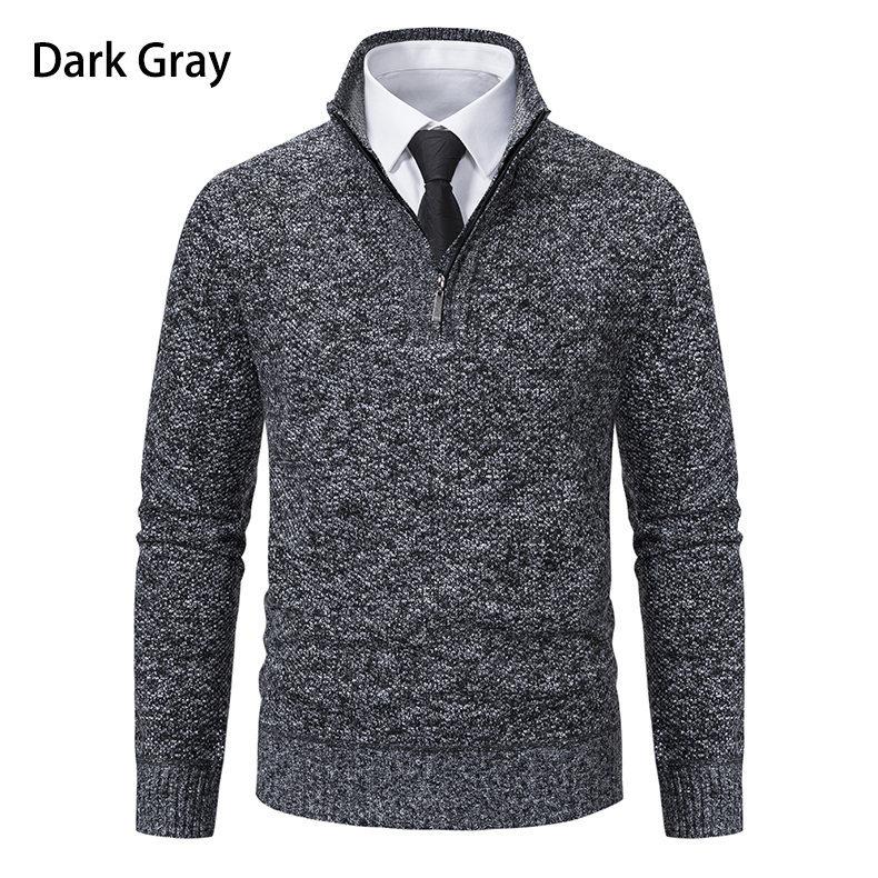 Autumn Men Thick Warm Knitted Pullover Solid Long Sleeve Turtleneck Sweaters Half Zip Warm Fleece Winter Coat Comfy Clothing
