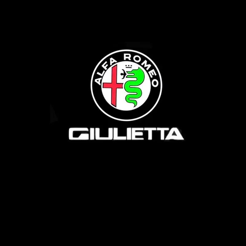 2Pcs Led Car Door Projector Laser Logo Light For Alfa Romeo Giulietta 2011-2019 Giulia Stelvio 2017-2023 Welcome Ghost Lights zl5