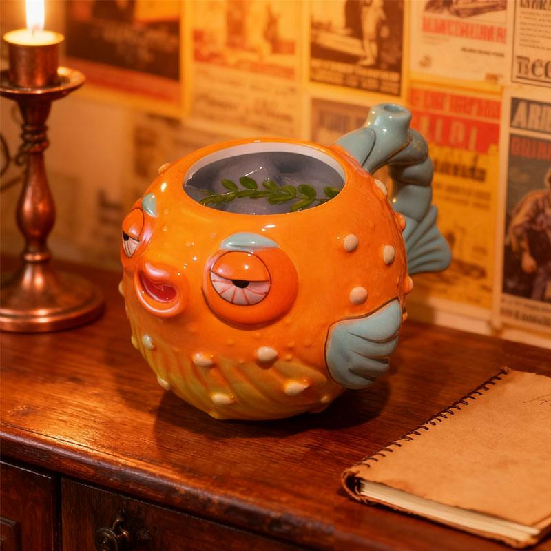 Cute Fish Shaped Ceramic Cup Tiki Mugs Bar Christmas Drinkware Creative Cocktail Cup Halloween Gift Home Decor Halloween Fun Mug