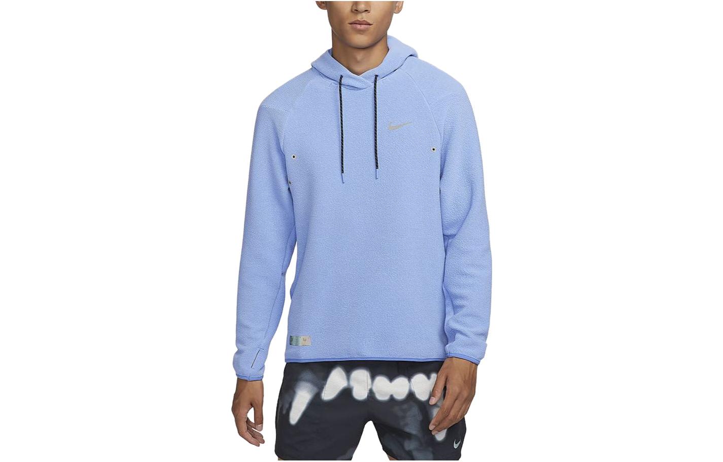 Nike Dri Fit Sweatshirts Men s Polar Blue Hooded Moderate Regular FB6865-450 M