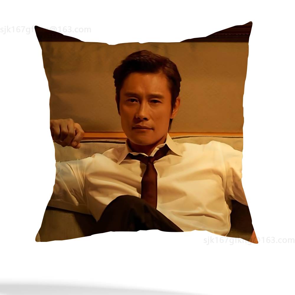 

L-Lee Byung Hun Pillow Case Sofa Living Room Bedroom Headboard Backrest Cushion Square Cushion Nap Time 12x12Inch