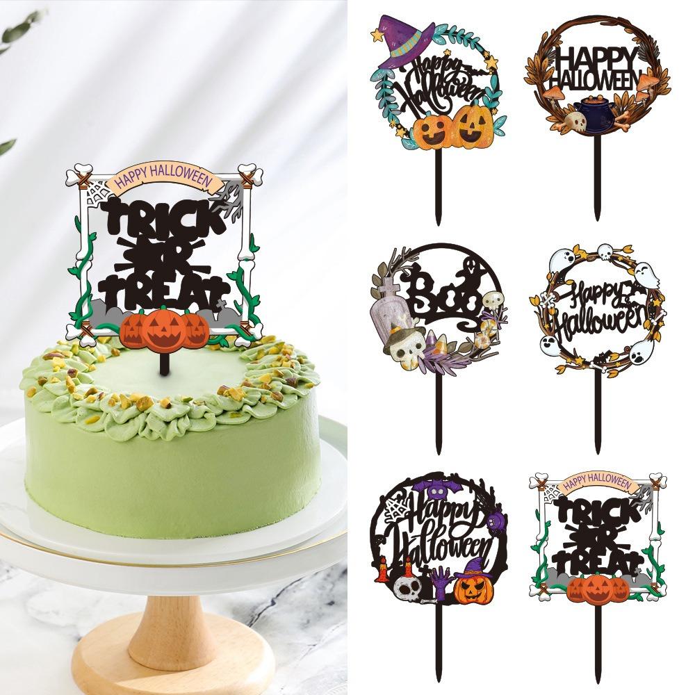 Bat Pumpkin Ghost Skull Bat Pumpkin Cupcake Toppers Cartoon Cake Sign  Kids Gift