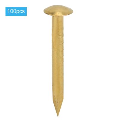 100Pcs Round Head Nail Brazen Brass Vintage DIY Craft Fastener Installation Accessories