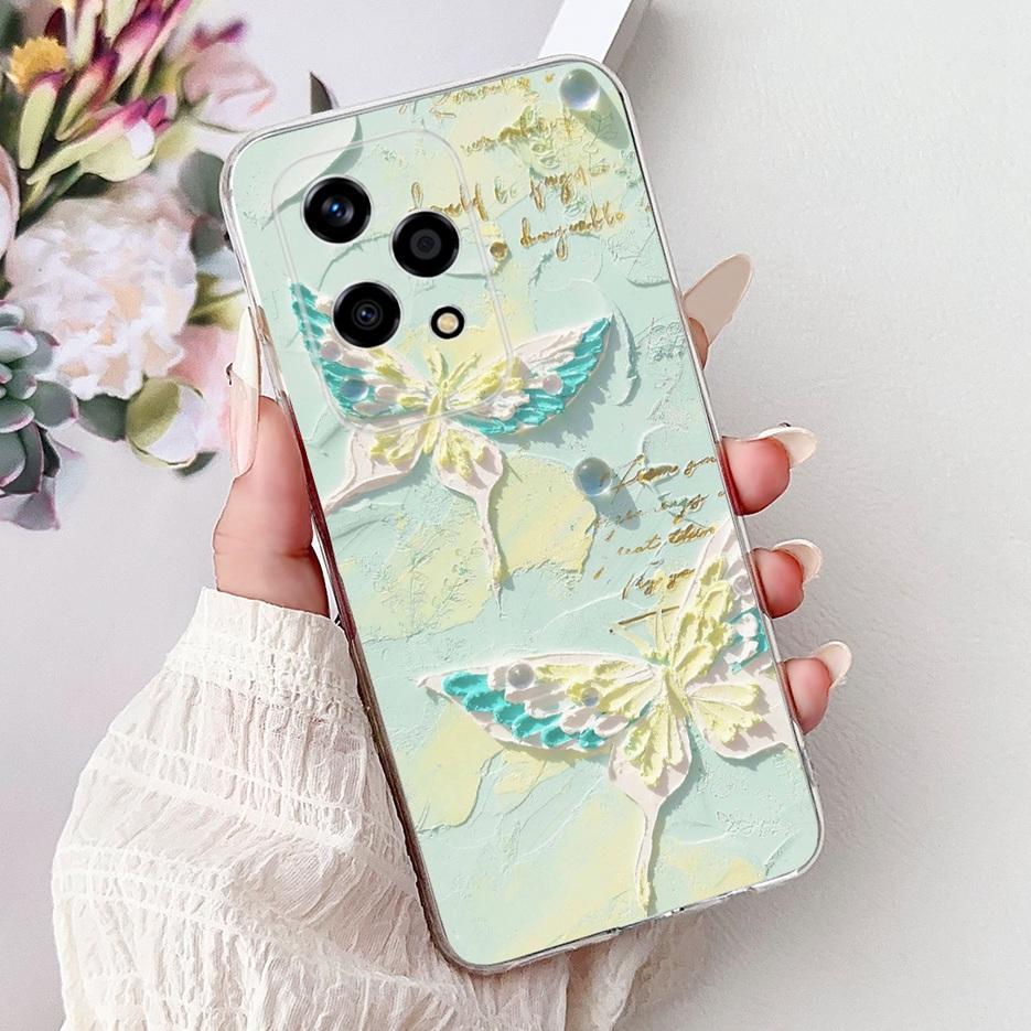 For Honor 200 Lite Case Cute Love Heart Butterfly Painted Cover Clear Silicone Phone Case For Honor 200 Lite 200Lite Soft Fundas