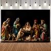 Merry Christmas Birth of Jesus Backdrop Starlit Sky Baby Shower Christianity Party Decor Supplies Banner Photo Background Prop12