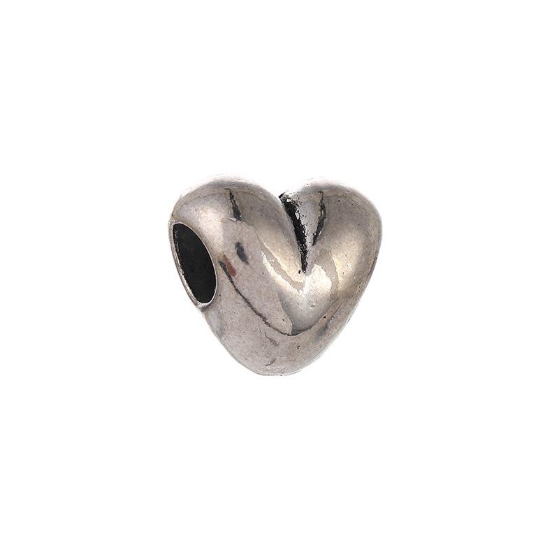 Diy Handmade Ancient Silver Tibetan Silver Jewelry Accessories, Multi-Style Pentagram Love Hole Beads, Bracelet, Alloy Bead Spacer Beads