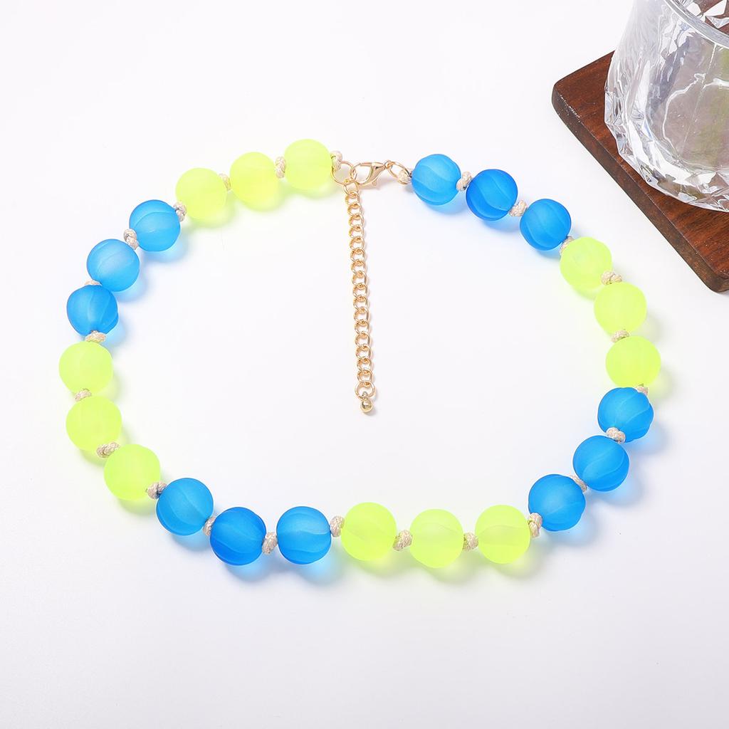 Fashion Dopamine Multi-color Optional Matte Round Beaded Necklace Vitality Fresh Holiday Atmosphere Women's