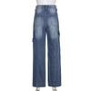 Tasche Jeans larghi impunturate Moda Streetwear Pantaloni in denim da donna Pantaloni cargo larghi Jeans coreani Pantaloni dritti Harajuku