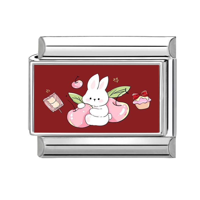 Y2K Lovely Animals Cat Dog Rabbit Moon Butterfly Flower Cactus Italian Charm Fit 9mm Stainless Steel DIY Making Bracelet Jewelry