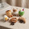Cute Coffee Cake Plush Pendant Soft Stuffed Food Toy Fluffy Keychain Gift for Kids Birthday Christmas Bag Home Decor