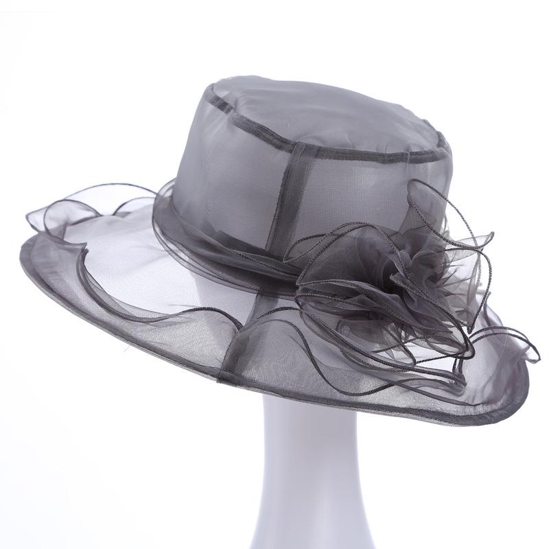 Organza Sun Hat Flower UV Protection Sunshade Beach Hat Small Mesh