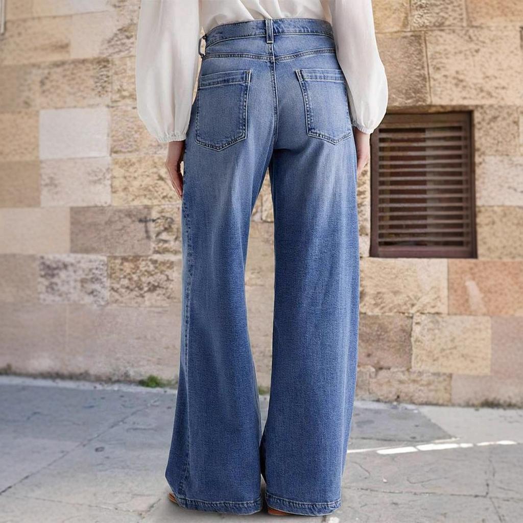 VEZFAA Damenmode, lässig, einfarbig, bedruckt, hohe Taille, Hosen, Hosen und Caprihosen
