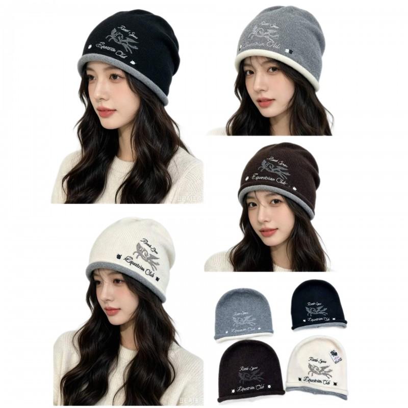 Womens Winter Knit Beanie Hat Warm Fleece Lined Ear Cover Adjustable-Free Foldable Acrylic Cap Cold Weather