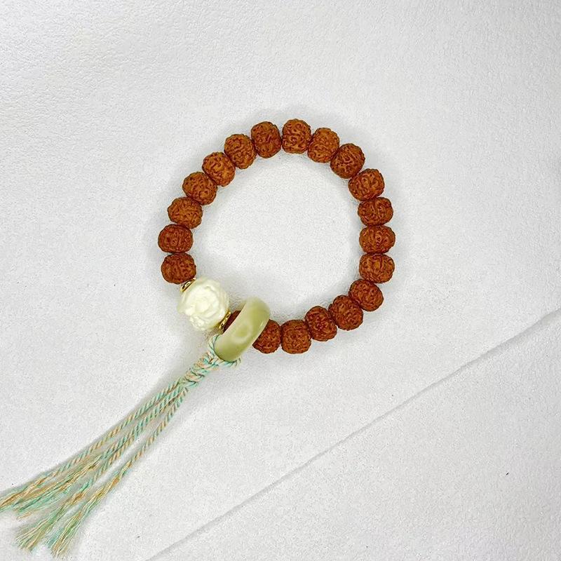 108 Buddha Beads Bracelet in Black Walnut, Red Sandalwood, Black Rosewood and Black Orchid Wood, Chinese Knot Style.