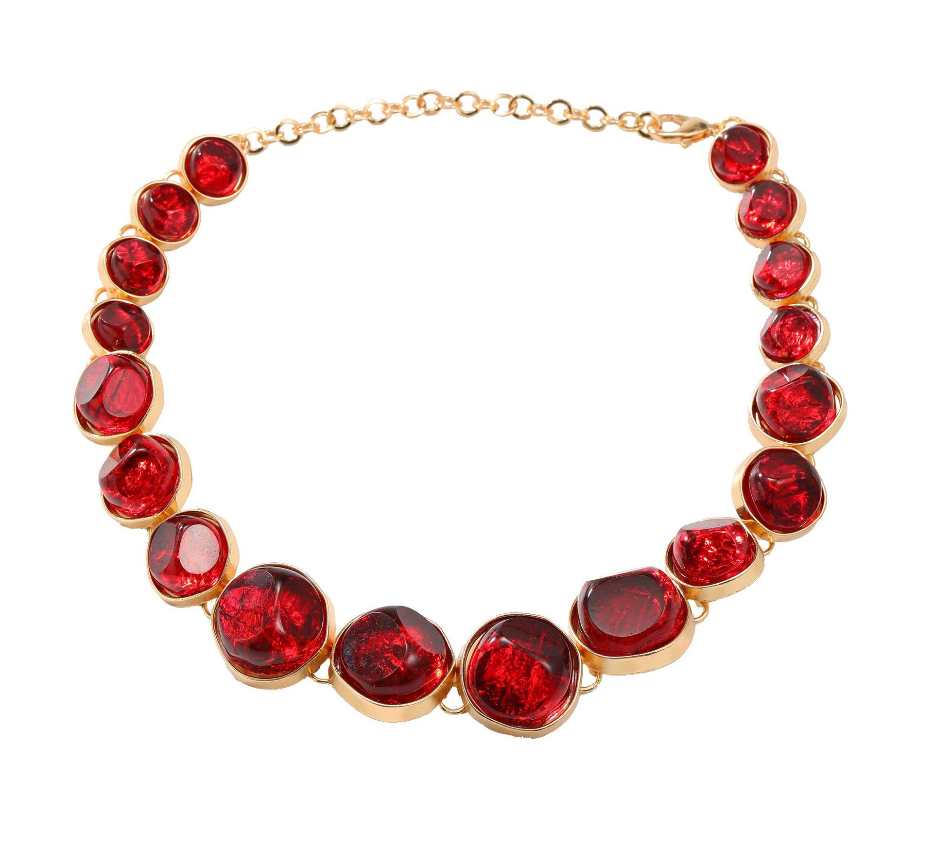 

Богемне багатошарове намисто з сплаву та смоли для жінок червоний