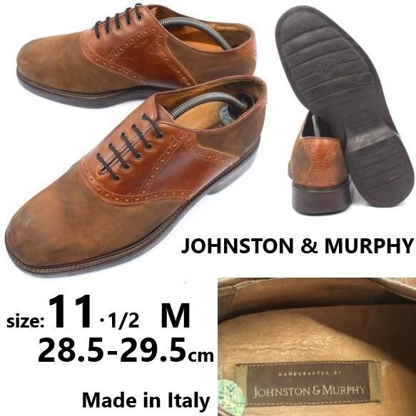 

JOHNSTON & MURPHY Nubuck Leather Saddle Shoes Italy Size 11.5M 29.0 Brown