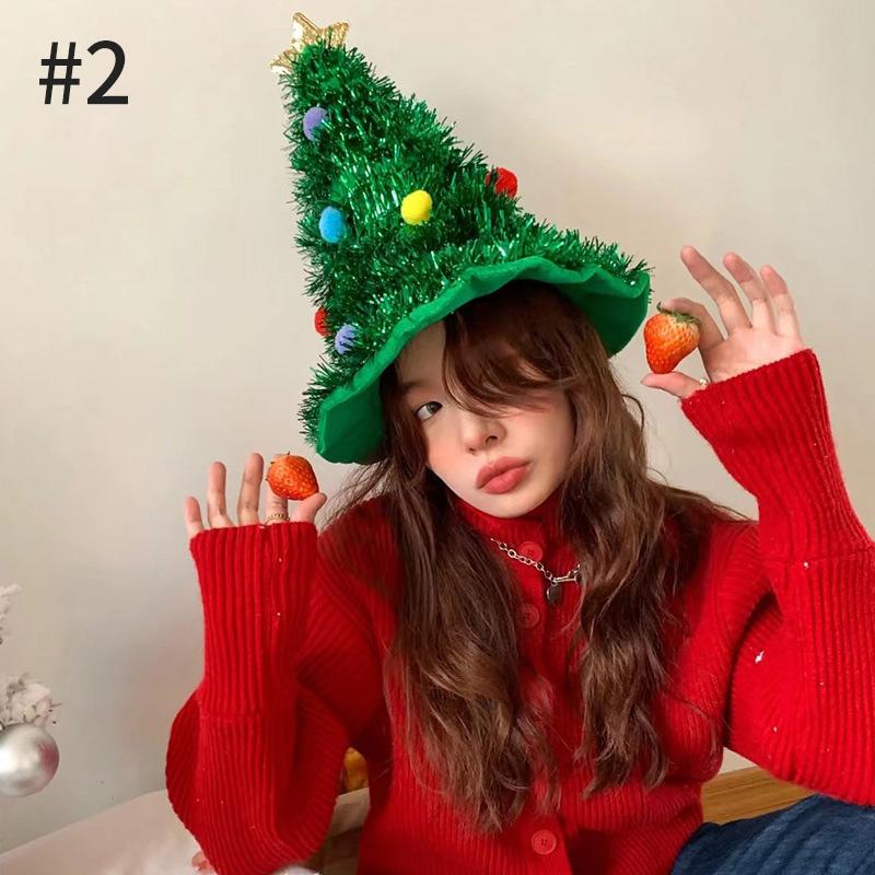 Christmas Tree Headband Clown Christmas Santa Claus Cosplay Girls Taking Photos Christmas Tree Hats Shooting Props Xmas Props