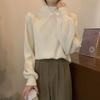 Semi-turtleneck lazy loose bottomed sweater women's autumn and winter interior chic lantern sleeve knitted top