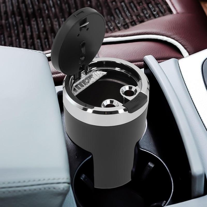 Automotive Ashtray with Light, One-Click Lid – Practical and Stylish Car Accessory for Home and Vehicle Use Convenient