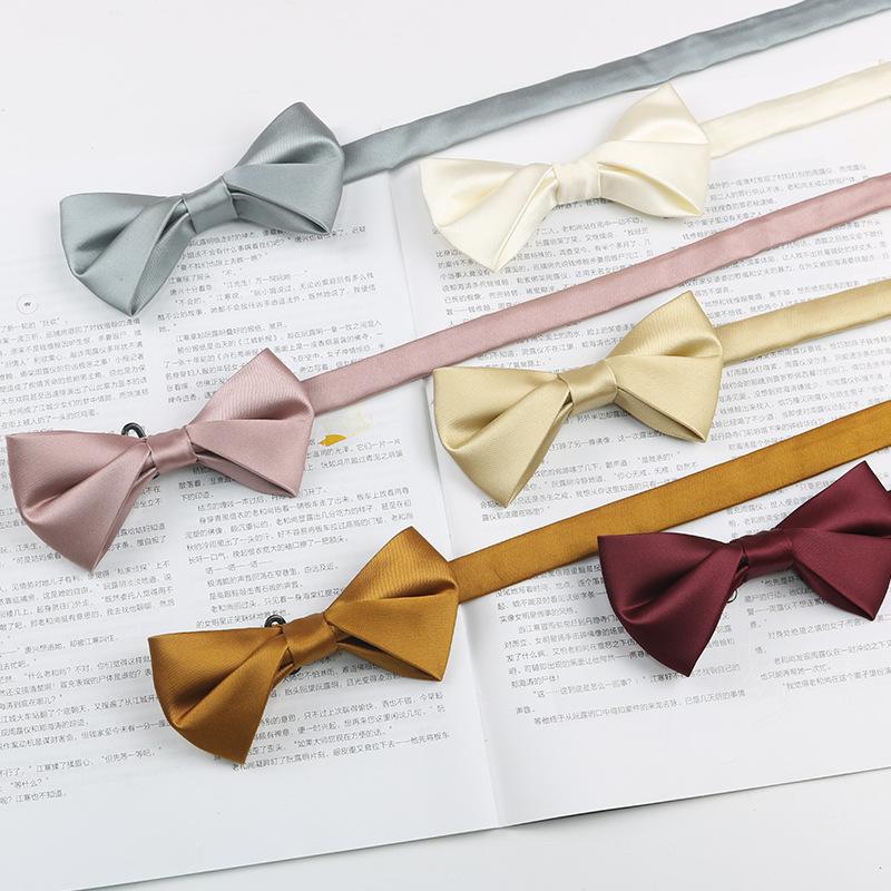 Solid Color Bow Tie Men'S Wedding Groom Banquet Gentleman Photography Shirt Black Burgundy Simple Trendy Bow