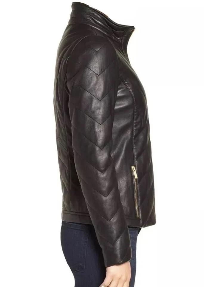 New Leather Jacket Women's Black Biker Stylish Handmade Lambskin Casual Motorcycle