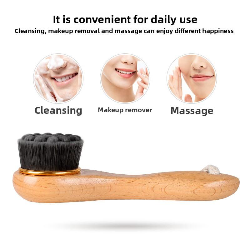 SPA Face Wash Brush Beech Long Handle Nano Silk Cleansing Brush Face Wash Makeup Remover Blackhead Soft Massage Brush
