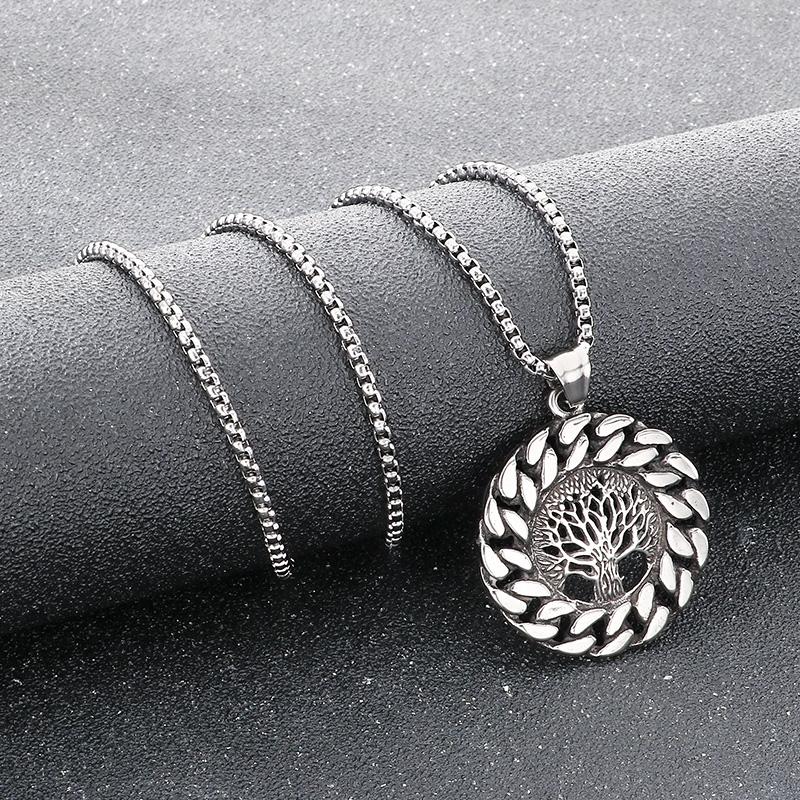 

Stainless Steel Yggdrasil Tree Pendant Necklace Men s Norse World Tree Jewelry Vintage Cool Accessory Daily Party Gift 60cm