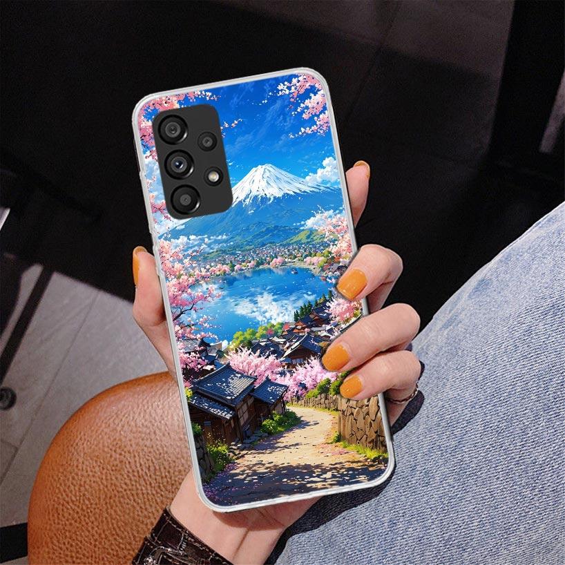Japanische Kirschblüte Mount Fuji Handyhülle Für Samsung Galaxy A52 A32 A22 A12 A51 A31 A50S A30S A20S A10S Note 20 Ultra 10 Plus S10 A