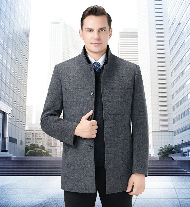 Men's Plus Size 2025 Double-Faced Wool Coat with Detachable Inner Down Jacket and Suit Collar